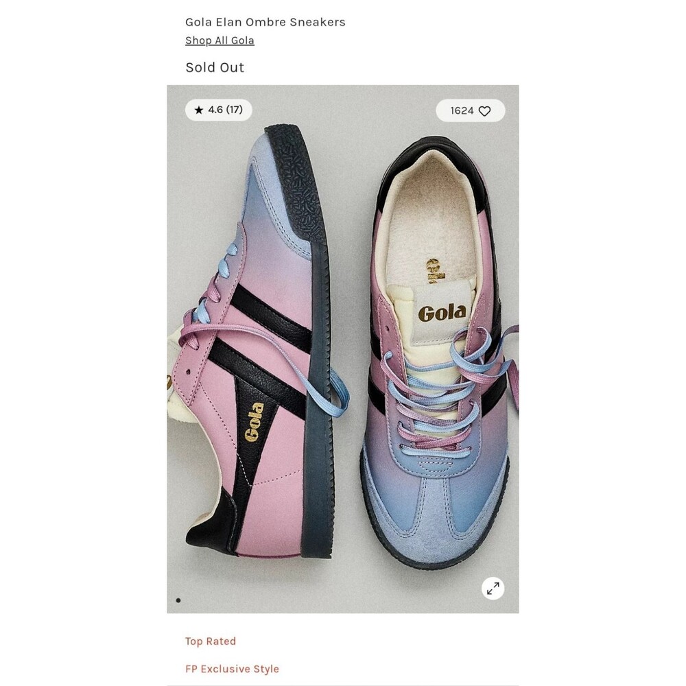 Gola X FPM Elan Sneakers 8.5 Leather Suede Ombre Logo Low Top T-Toe Air Candy